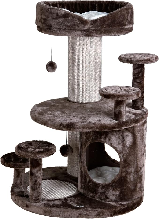 TRIXIE Emil Senior Cat Tree with Scratching Posts, Condo, Top Platform with Bed, Cat Toys
