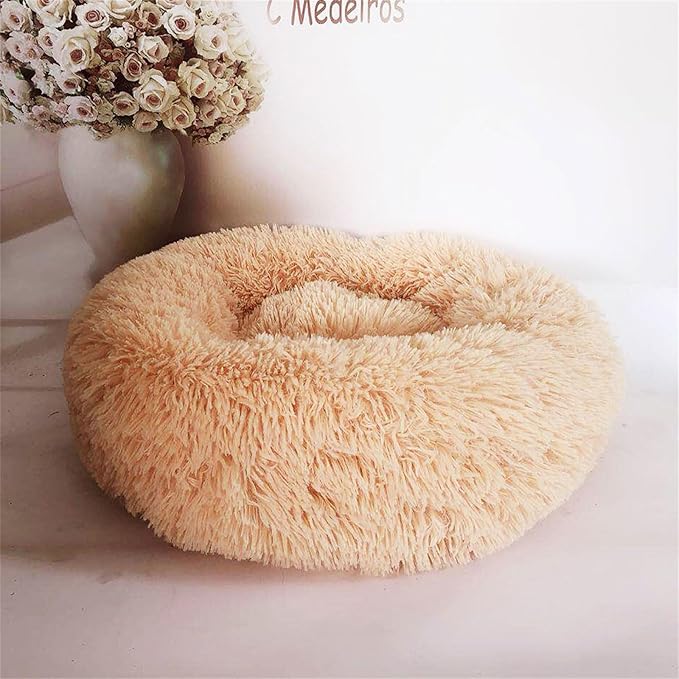 Thereisno Soft Handmade Pet Bed for Cat or Small Dog Detachable Round Bed for Fall Winter Indoor Sleeping Furniture Cat Bed