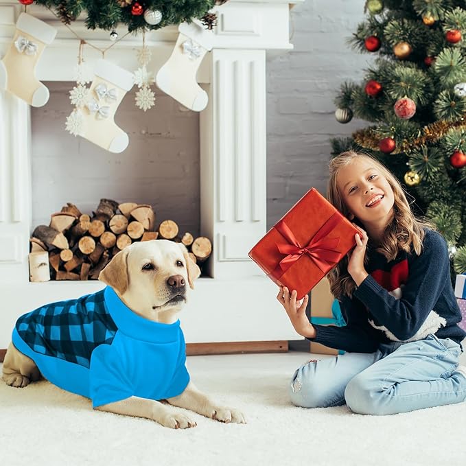 Ugly Christmas Dog Sweater – Soft & Warm Turtleneck Dog Outfit with Leash Hole, Cold-Weather Coat for Dogs & Cats, Perfect for Christmas (Blue, Small)