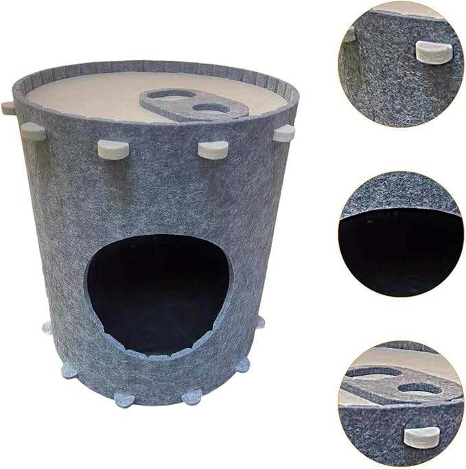 Simhoa Cat House for Indoor Cat, Covered Cat Bed & Furniture with Scratch Pad, Foldable Cat Hideaway for Cats and Small Pets