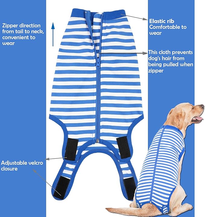 Dog Recovery Suit Surgery Shirt for Large Female Male,Blue XXL