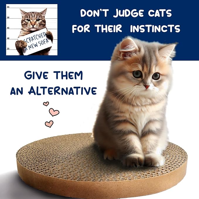 HQRP 3-Pack Round Cat Scratcher Refill, 10'' Round Scratch Pads for Cats, Refill for Cat Scratcher with Ball, Circular Cardboard Insert, Medium