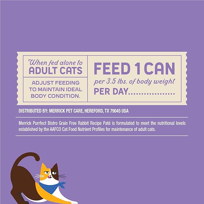 Merrick Purrfect Bistro Grain Free Wet Cat Food Rabbit Recipe Pate - (Pack of 24) 3 oz. Cans