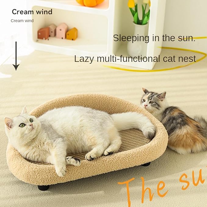 Cat Scratcher Bed - Sisal Large Lounge Nest - Scratching Pad | for Home Living Room Apartment Dorm Patio Balcony Porch Corner