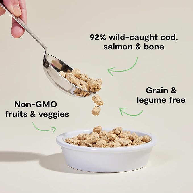 Open Farm, Freeze Dried Raw Cat Food, Complete Meal Morsels or Cat Treats with 92% Meat, Organs & Bone, Wild-Caught Salmon & Cod Recipe, 9oz Bag