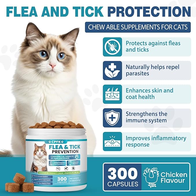 Chewable Flea Treatment for Cats Flea and Tick Prevention for Cats Chewables Fleas Chewables for Cat 300 Chewable