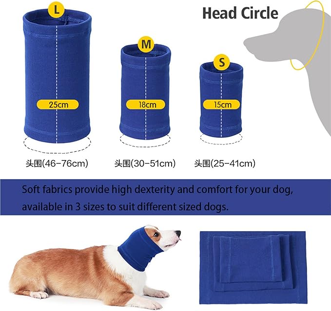 Dog Calming Band, Dog Ear Cover Anxiety Relief – Noise Canceling for Fireworks, Thunderstorms, Pet Grooming & Force Drying(Purple L)