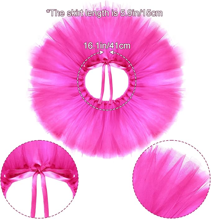 Pet Costume Set Tutu Skirt with Pearl Crown for Small Dog Cat Halloween Birthday Wedding Photo Prop Costume (Rose Red)
