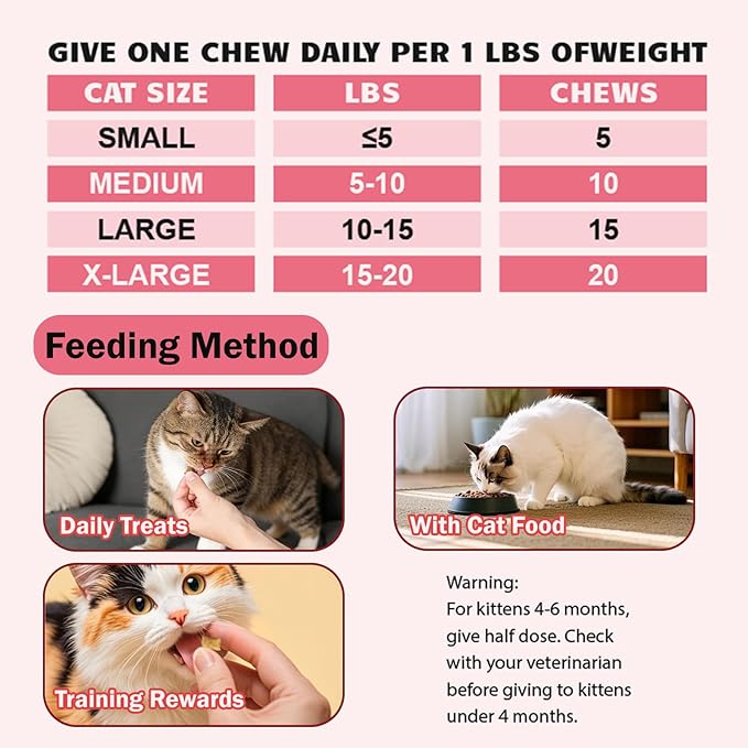 Cat Calming Treats,500 Crunchy Creamy Cat Chews,Melatonin for Storms, Travel, Separation - Krill Flavor