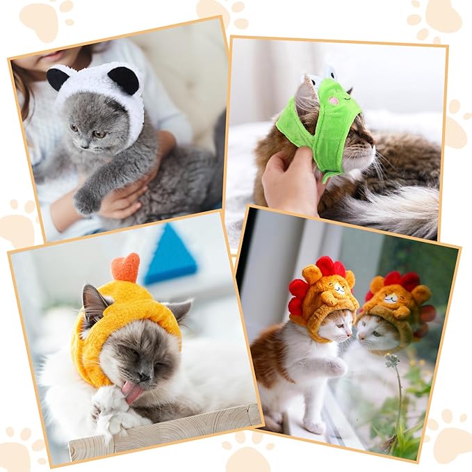 Weewooday 5 Pieces Cat Hats Costume Bunny Hat Outfit with Ears Small Dogs Kitten Puppy Party Costume Accessory Headwear(Lovely Style)