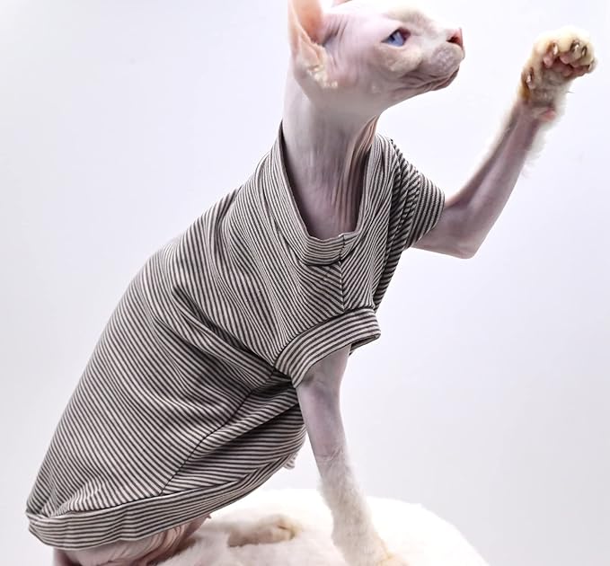 Cotton Sphynx Cat Clothes Spring and Summer Thin High Elasticity Devon Rex, Konish Clothes Hairless Cat Clothes Cat Apparel for Small Cats and Dogs (Brown, XX-Large)