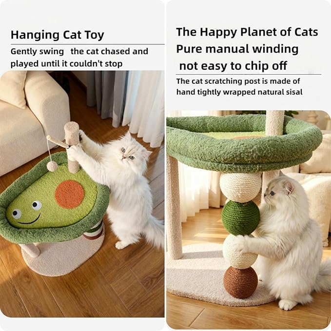 Cat Scratching Post, 28.35" H(72cm) Cat Tree/Cat Tree Tower with Cat Bed, Scratching Posts for Indoor Cats with one Plush Ball Toy, Small Cat Tree for Kittens/Cats Playing (28 in Cat Tree)