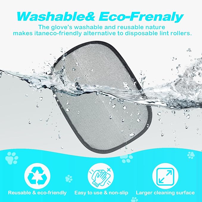NSVNSV Pet Hair Removal Glove for Dog and Cat, Reusable Pet Hair Remover, Magic Brush Pet Hair Removal Tool, Pet Grooming Gloves for Couch, Clothing, Carpet, Furniture, Car Seats, Blue, 1pcs