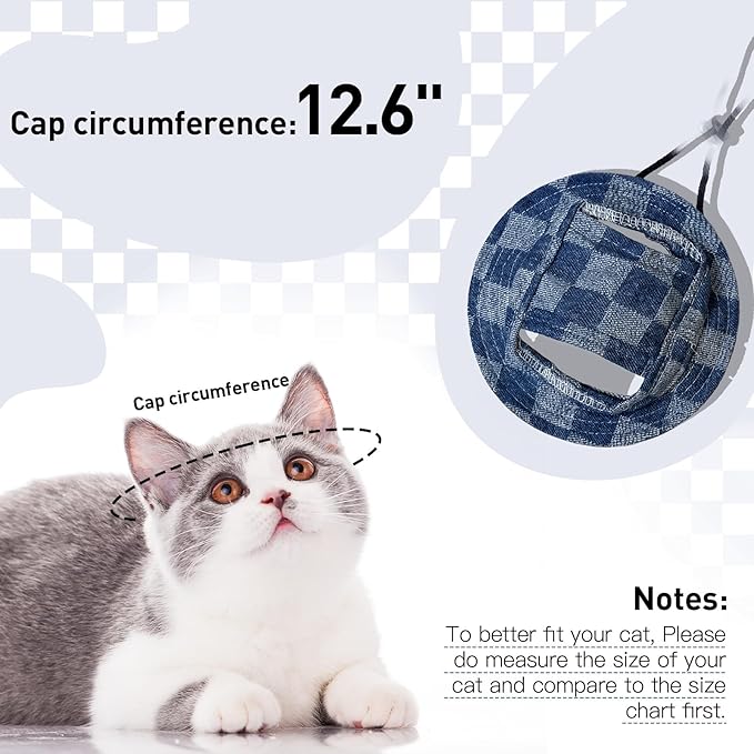 QBLEEV Cat Hats for Cats Only, Sphynx Hat with Ear Hole, Kitten Headwear Mini Sun Sombrero Caps, Summer Cat Cowboy Hats, Pet Chihuahua Sunscreen Baseball Outdoor Climbing Cap Birthday Party