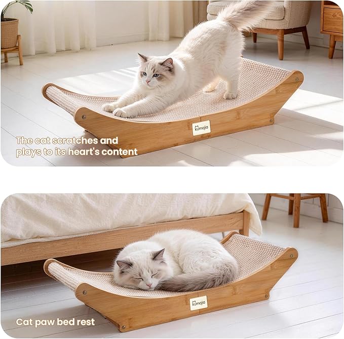 Sisal Cat Scratcher Bed, Cat Hammock Lounge, Cat Furniture & Nail File Scratcher, Scratching Post for Indoor Adult Cats