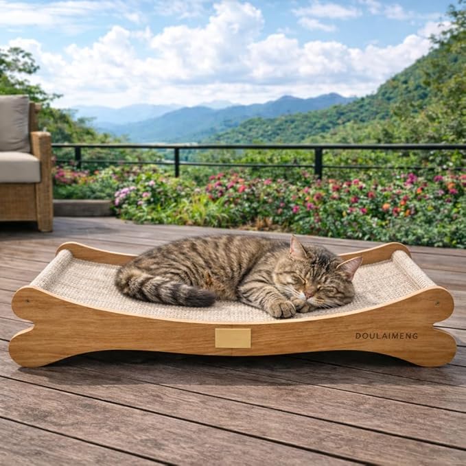Wooden Cat Hammock Bed – Elevated Pet Lounger for Cats & Small Dogs, Sturdy Natural Wood Frame, Breathable Mesh Sling, Indoor Cozy Pet Furniture