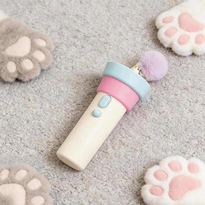 Electric Cat Wand Toy with Telescopic Rope, Cat Teaser Game Interactive Cats Toys Fuzzy Ball Launchers Funny Enrichment Toys for Bored Indoor Pets