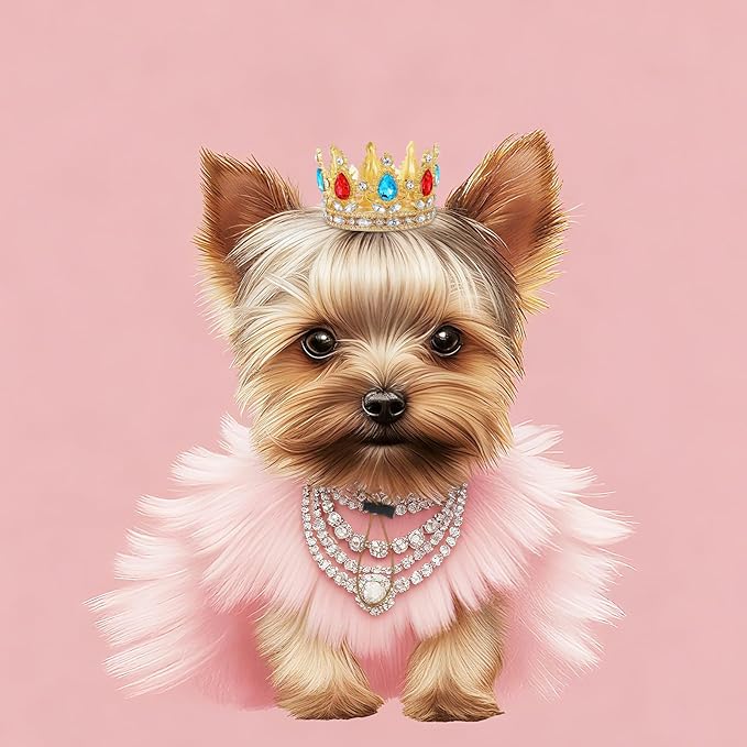 Abbylike Pet Princess Crown for Dog Cat Pink Halloween Costume with Adjustable Strap Gold Glitter Rhinestone King Crown Hat for Pet Birthday Party Adoption Celebration Photos Prop Cosplay Accessory(S)