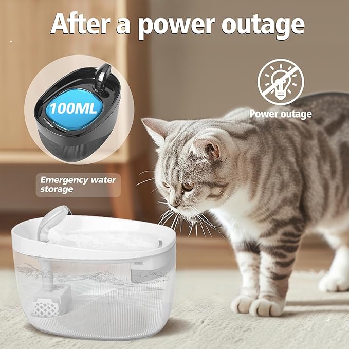 74oz/2.2L Cat Water Fountain, Automatic Indoor Pet Fountain Cat Water Dispenser with Ultra Quiet Pump, 2 Flow Modes, Triple Filter, LED, BPA-Free (White)