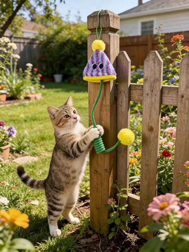 Spring Parachute Cat Toys for Indoor Cats,Interactive Door Hanging Cat Toys for Bored Indoor Adult Cats,Retractable Teaser Toy,Hanging Interactive Toys for Cat Kitten Chase Exercise (Style B-2PCS)