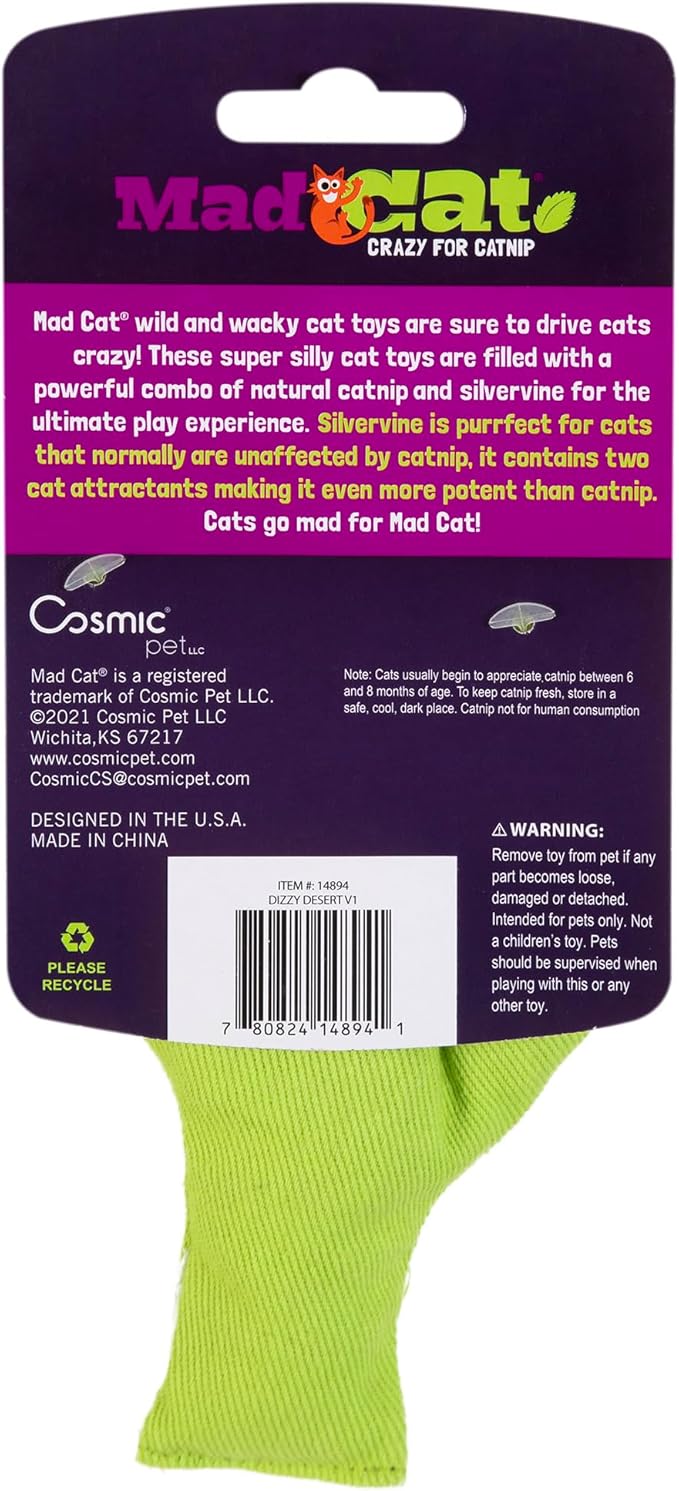 Mad Cat Dizzy Desert Filled Catnip & Silvervine Plush Cat Toy | Natural Cat Attractant for Energetic Indoor Play | Durable Soft Plush Toy for Cats & Kittens