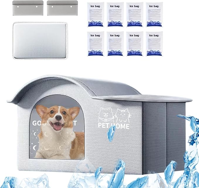 Cooling Cat House,Outdoor Cat House for Summer | Foldable Weatherproof Furniture Cave Dog Bed for Patio Backyard Outside Balcony Garden Summer Indoor Home