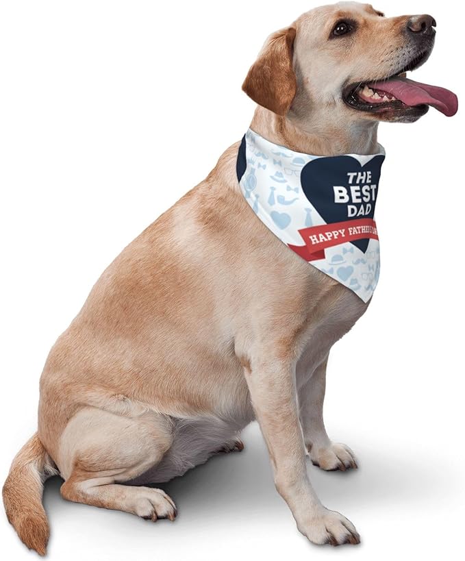 Happy Father's Day Dog Bandana Adjustable Reversible Triangle Dog Scarf Scarves Pet Bibs Costume Accessory Decor for Cats