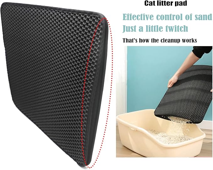 HongK- Pet Supplies Cats Litter & Housebreaking 75X58 Black Cat litter Mat Double Layer Pad Trapper Folding Pad EVA Foam Rubber