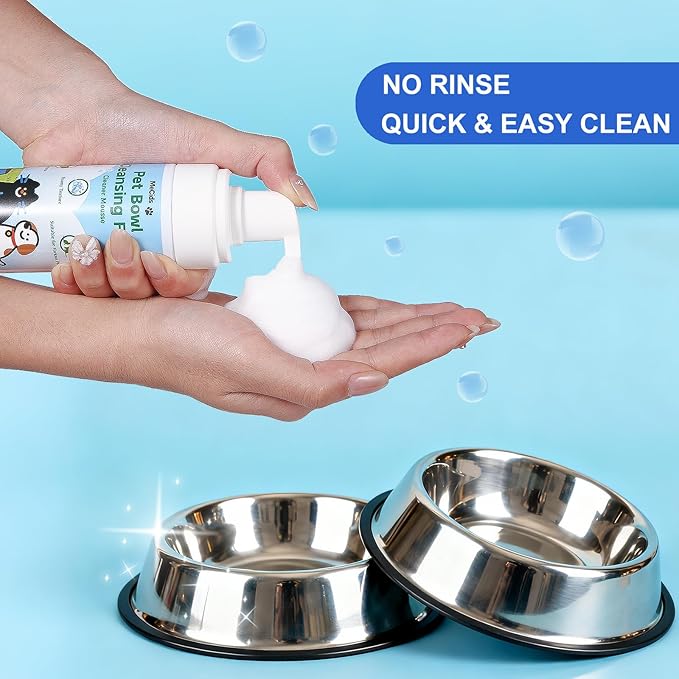 MeCids Pet Bowl Cleaning Mousse – Pet Bowl Cleaner, Natural Plant-Based, Safe & Non-Toxic, Powerful Foam for Effective Cleaning, Suitable for Cat & Dog Bowls, Pet Toys, and More