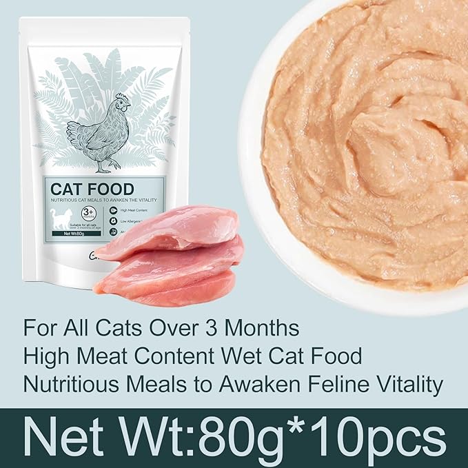 Lickable Creamy Cat Treats for Adult & Senior Cats, Premium Wet Pet Food Delectables Bisque for Cats Dogs Chicken Recipe Protein-Rich - (Pack of 10) 2.8 oz Pouches (Chicken Lickable Wet Pack of 10)
