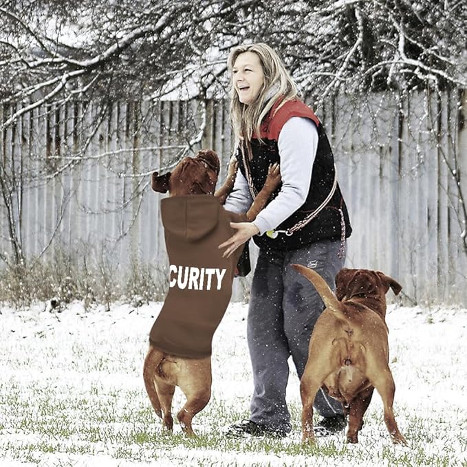 Security Dog Hoodie - Soft & Warm Dog Sweater with Leash Hole Design for Dog Cat,Dog Clothes Pullover Hoodies for Christmas, Holidays and Daily Wear (Brown (Security), Small)