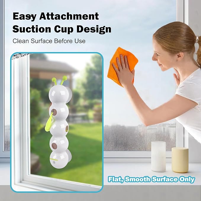 Interactive Cat Feather Toy, Caterpillar Cat Toy Automatic Fluffy Tail Teaser with Motion Sensor, USB Rechargeable, Suction Cup for Stable Play, Perfect for Indoor Cats