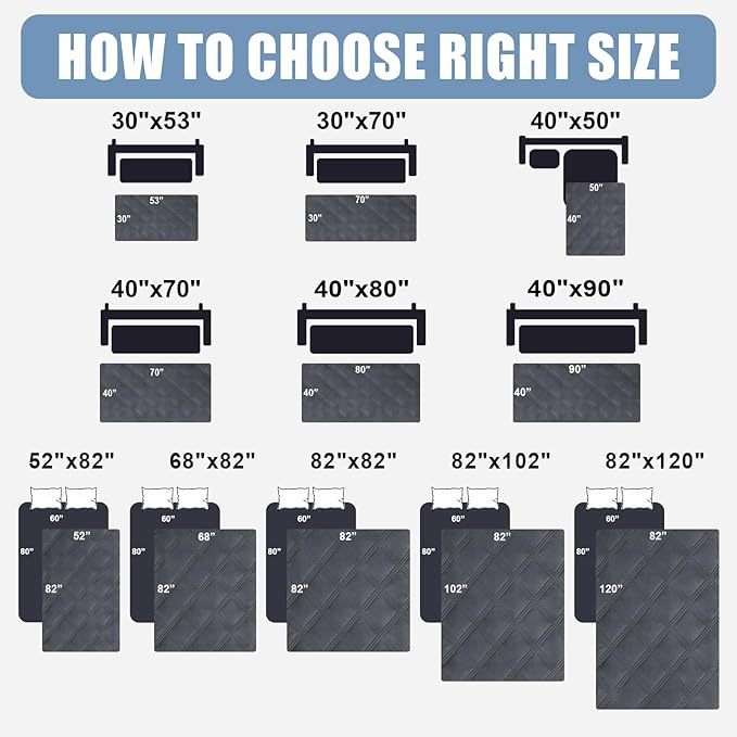Smiry Waterproof Dog Bed Cover Blanket 40x90, Soft Reversible Pet Blanket, Washable Leakproof Cats Dogs Couch Cover for Sofa, Couch, Furniture, Dark Grey/Dark Grey