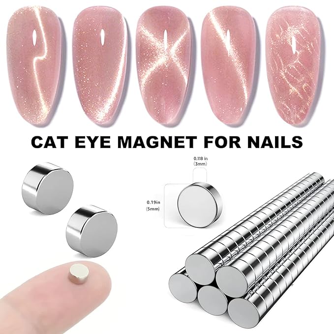 100pcs 5×3mm Round Mini Magnets for Acrylic Nail Clippers, Multi-Use Neodymium Magnet for Measuring Artificial Nail Length, Cat Eye Nail Art, Fridge Magnets, Crafts, Office Supplies