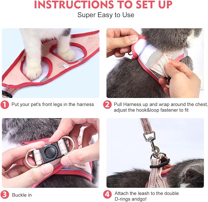 Cat Harness and Leash Set, Soft and Breathable Vest with Reflective Strip, Escape Proof Kitten Harness, Easy to Wear for Cats Walking and Traveling (Light Green, XXS)