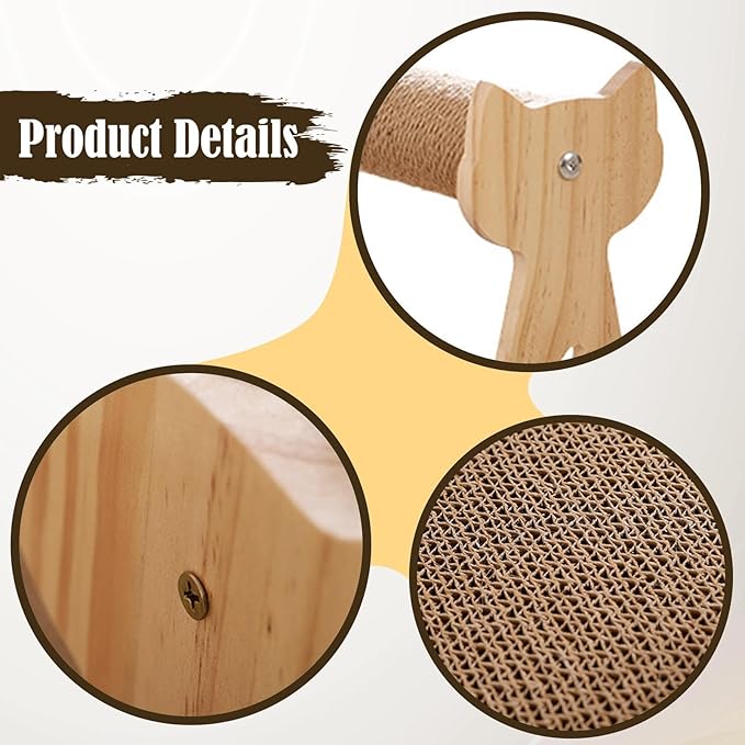 HouseVibe Cat Scratcher Lounge Bed with Scratching Mat, Kitten Couch Board for Playing Sleeping Training, Furniture Protector 11.81x16.54x12.20inch- Without Ball