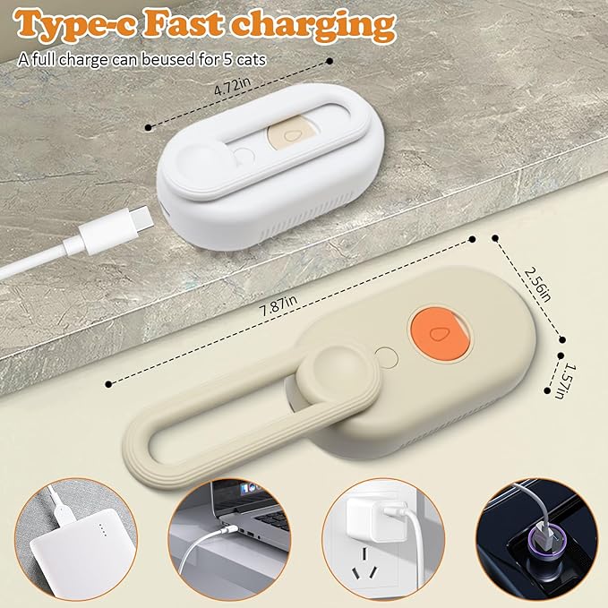 4 in 1 Cat Steam Brush for Shedding with Foldable Handle, Pet Hair Cleaning Brush Comb Anti-Static Pet Grooming Tool for Cats and Dogs Steam,Massage,Cleaning,Shedding & Combing (White)