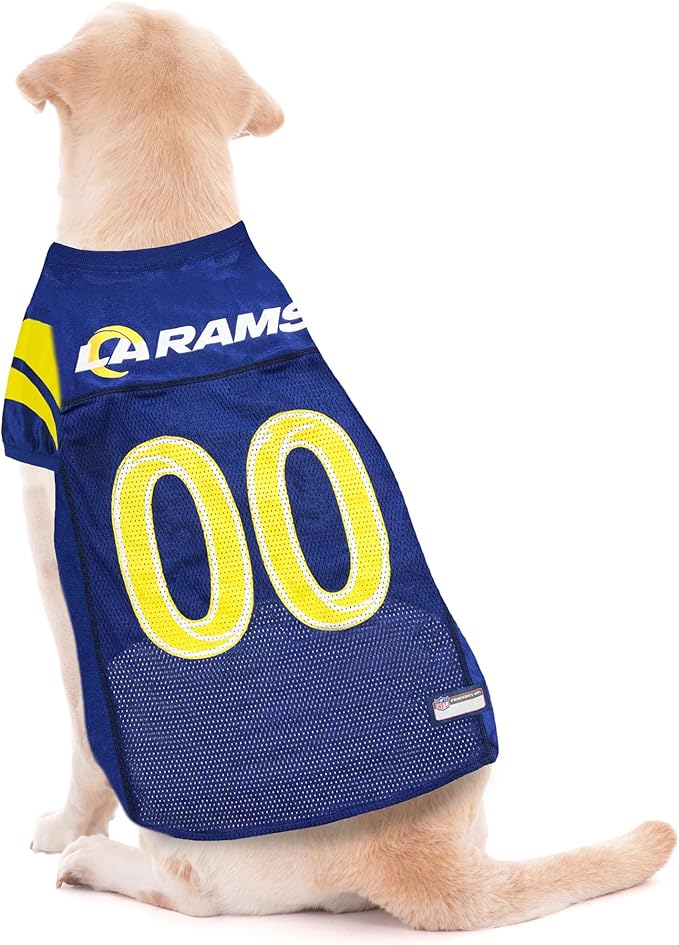 Pets First NFL Los Angeles Rams Dog Jersey, Size XX-Large, Football Shirt Costume for Pet, Dog Sports T-Shirt, NFL Team Clothing for Cats, Licensed Pet Apparel Available in 7 Sizes and 32 Teams