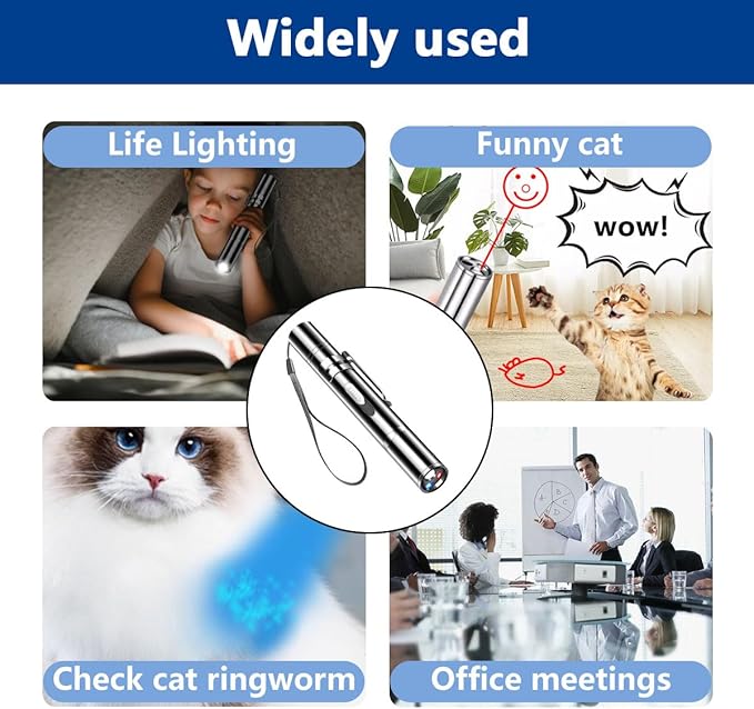 Rumcut Laser Pointer Cat Toys, Cat Laser Pointer Toy with Three Light Modes, Five Adjustable Patterns,USB Portable Charging, Interactive cat Toy Multifunctional and Portable