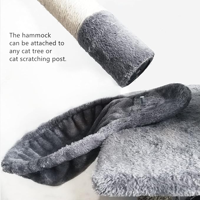 SHENGOCASE 13" Beige Nest Basket Lounger Hammock Bed for Cat Tree Tower Replacement, 5-Pack Hanging Ball Toys with Elastic String, Cat Tree Accessories Hammock Attachment (Beige)