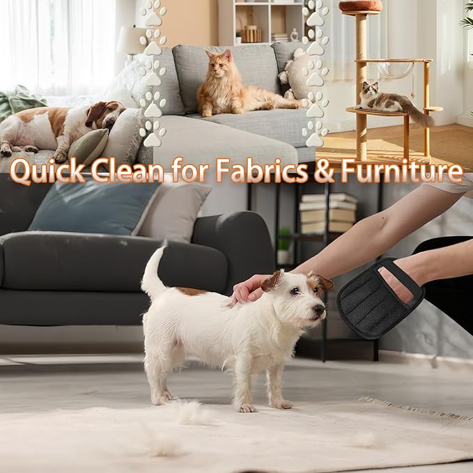 Pet Hair Removal Glove for Dogs and Cats, 3PCS Upgrade Reusable Electrostatic Gloves for Deshedding, Washable Cat Grooming Brush Five-Finger Magic Gloves for Clothing Carpet Sofa Car Seat