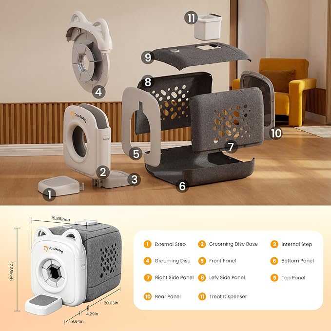 Cat Self Groomer Pro for Hairball Control and Shedding Relief 360° Skin Friendly Brush Pet Hair Remover Tool Gentle Self Cleaning Automatic Fur Collection Smart Grooming House for All Cats