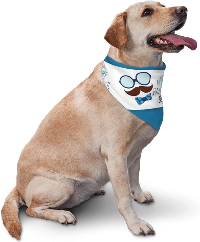 Happy Father's Day Dog Bandana Adjustable Reversible Triangle Dog Scarf Scarves Pet Bibs Costume Accessory Decor for Cats