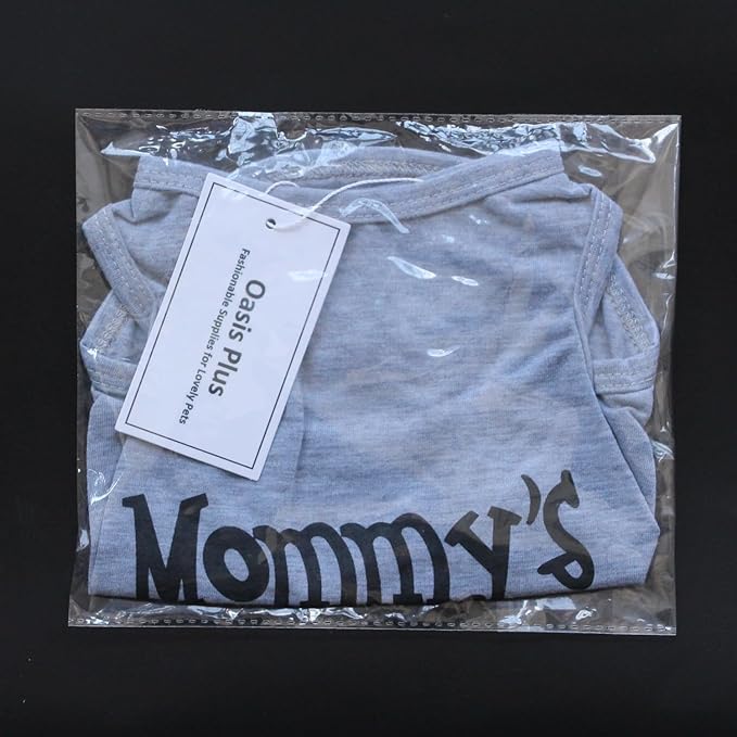 Oasis Plus Mommy's Boy Gray Pet T-Shirt Vest Outfits Clothes for Female Male Dog Cat Rabbit