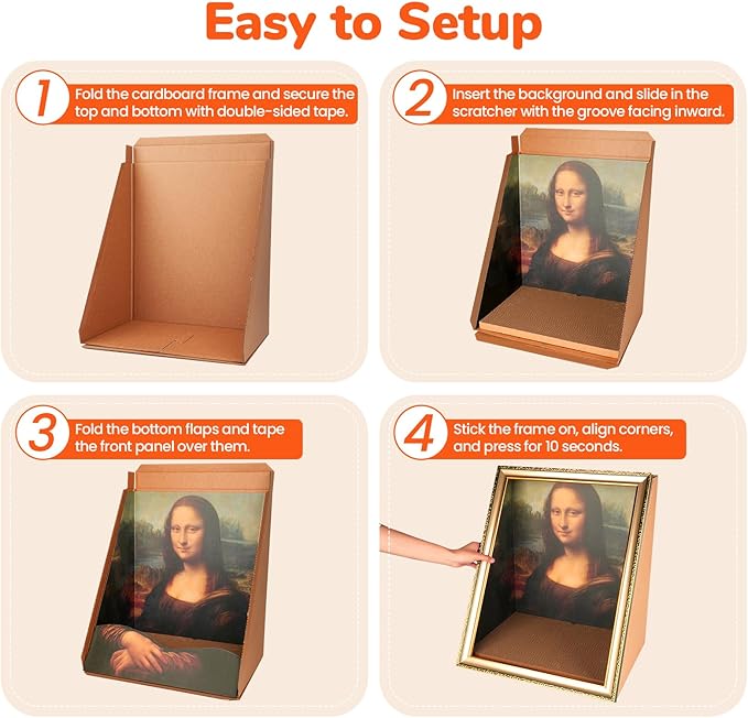 Themed Cardboard Cat House with Scratcher, Mona Lisa Cat Bed, Home Decor, 3-in-1 3D Kitten Houses & Condos for Indoor Cats, Easy Setup Hideout for Small Animals, Novelty Gift for Cat Pawrent