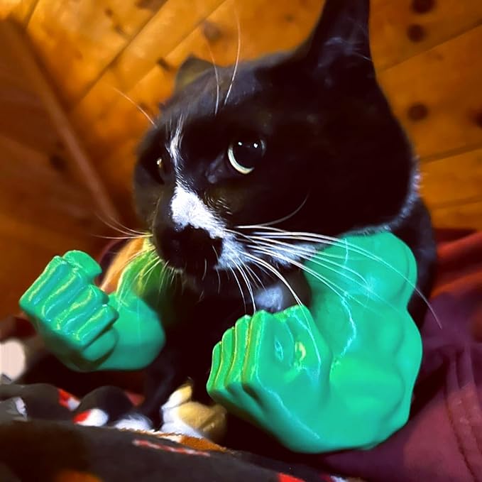 Cat Arms Muscle Arms for Cats Neck Funny 3D Printed Arm Cosplay Accessories (Green)