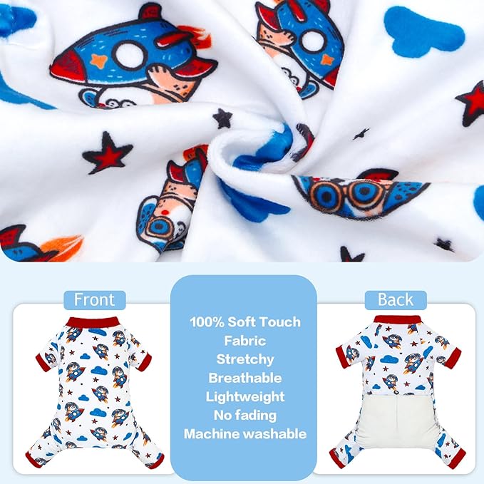 CuteBone Fleece Dog Pajamas Clothes Puppy Jammies Pet Apparel Cat Onesie for Chihuahua Yorkie Frenchies P334M