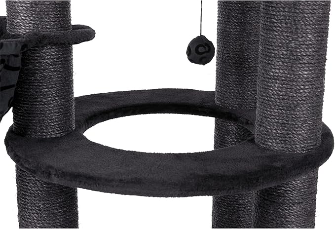 TRIXIE Filippo 50-in Cat Tower, Sisal Scratching Posts, Cat Tree with Hammock, Platforms, Bed, Dangling Cat Toys, Black