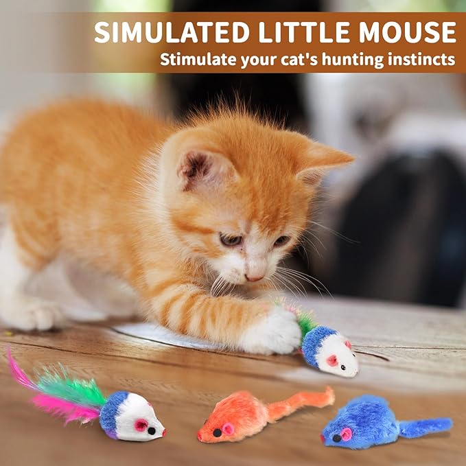 iCAGY 25 Pcs Cat Toys for Cats, Indoor Kittens - Interactive Variety Pack, Cat Cube Tunnel, Feather Golf, Mice, Springs, Balls, Noise Toys - Rainbow/Colorful