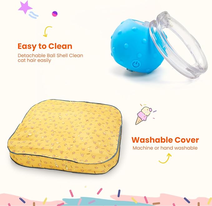 HGB Interactive Cat Toy for Indoor Cats, Automatic Moving Ball with Hunting Play Mat, Motion Activated Hide & Seek Cat Toy with Chirping Sound, Rechargeable Kitten Toys for Bored Indoor Cats